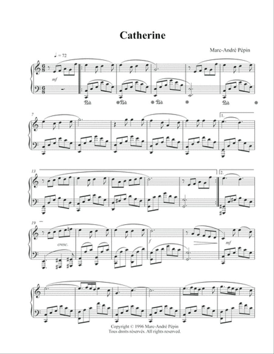 Catherine Catherine Piano Solo scores gallery preview page 2