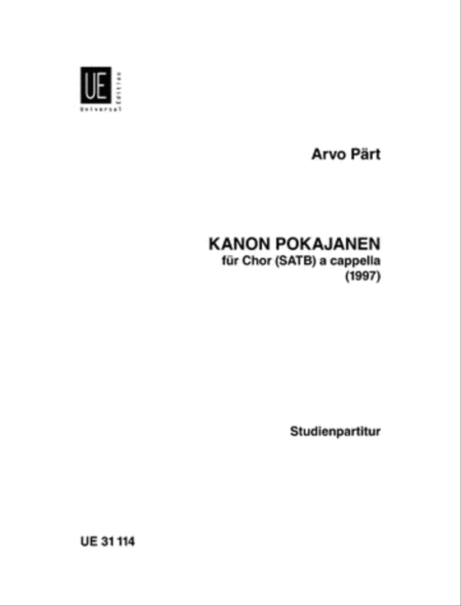 Kanon Pokajanen, SATB, Study Score