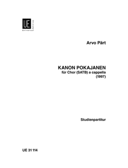 Kanon Pokajanen, SATB, Study Score