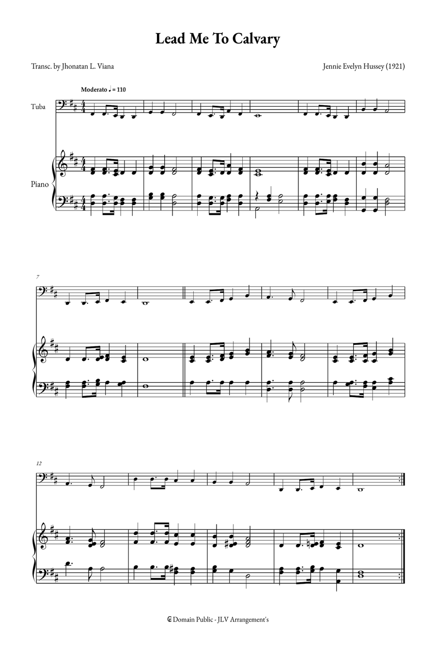 Lead Me To Calvary Tuba scores gallery preview page 1