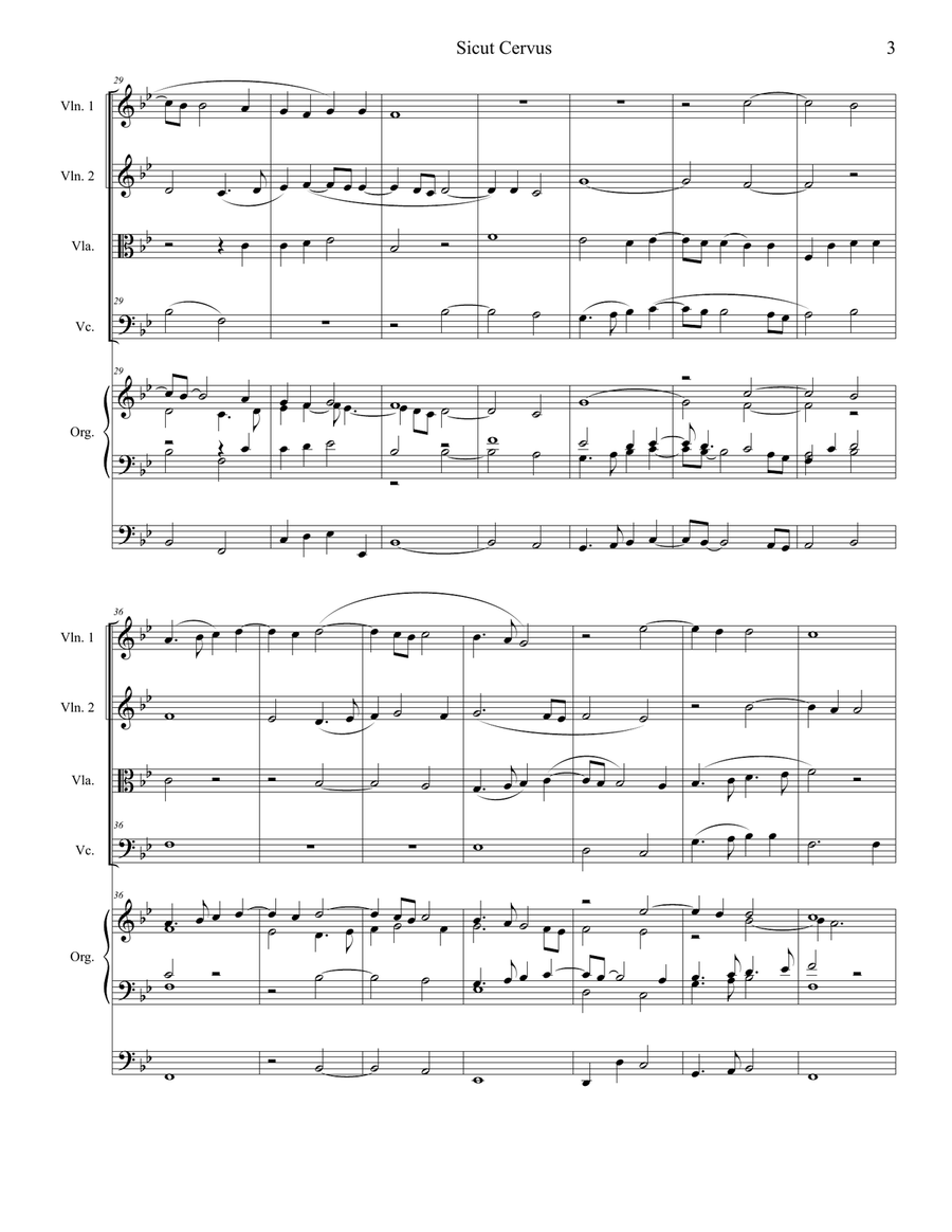 Sicut Cervus (String Quartet and Organ) String Quartet scores gallery preview page 3