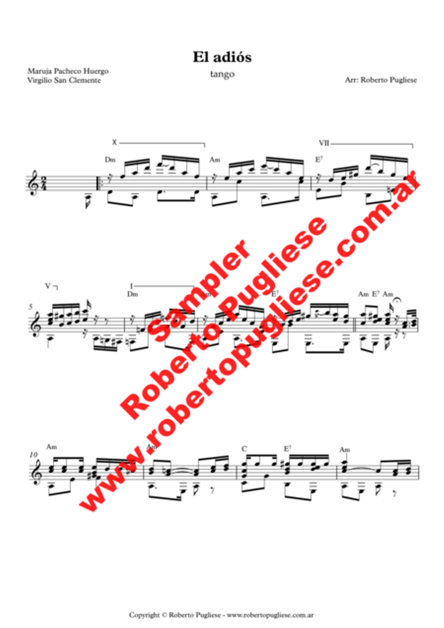 El Adios - Tango (Pacheco Huergo – San Clemente) Classical Guitar scores gallery preview page 3