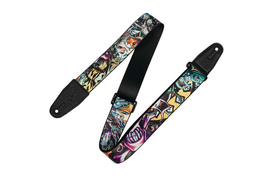 2″ Poly Tattoo Series Guitar Strap with Black Leather Ends