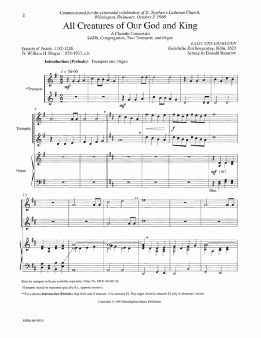 All Creatures of Our God and King Choir scores gallery preview page 2