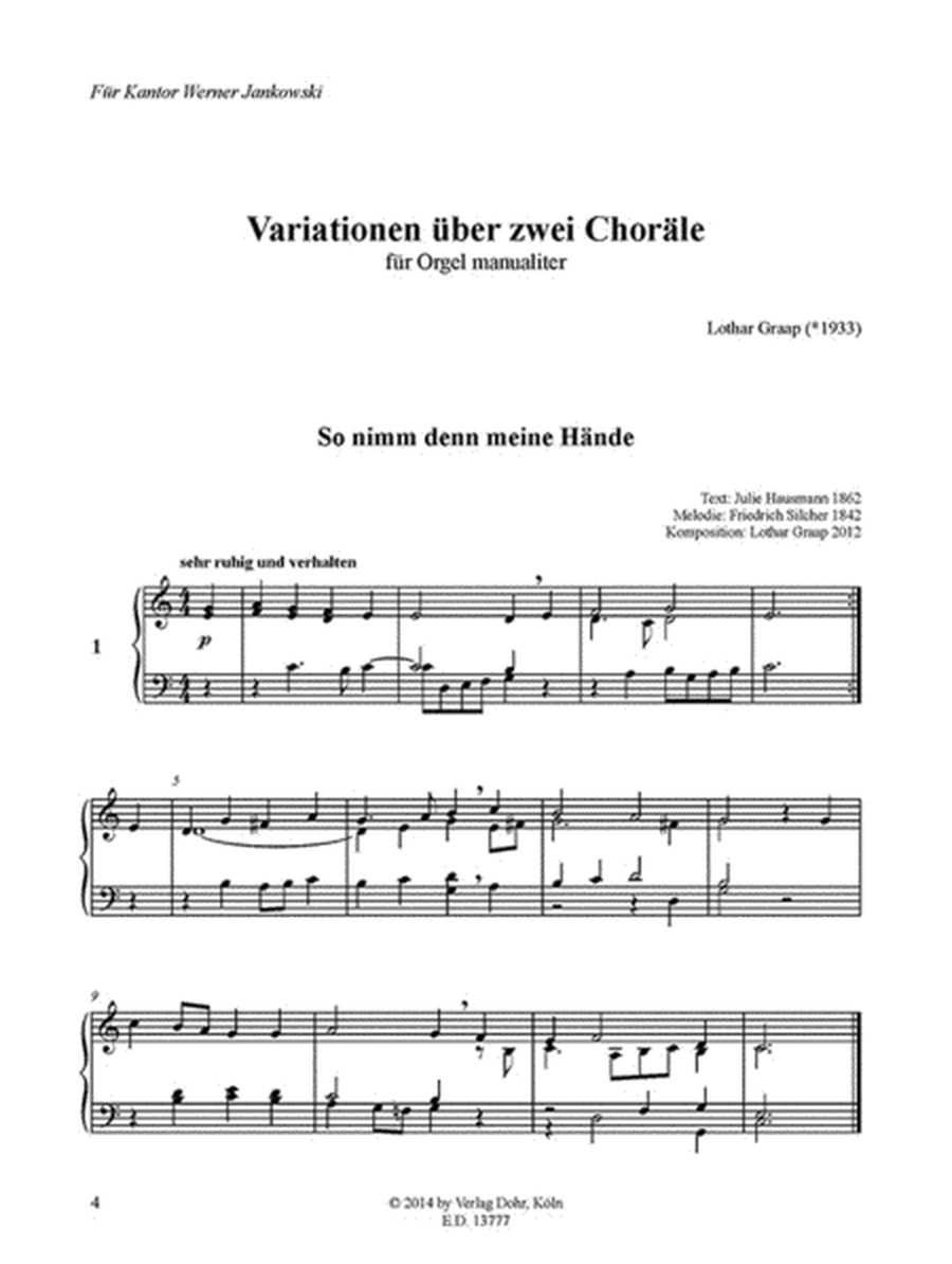 Variationen über zwei Choräle für Orgel manualiter (2012)