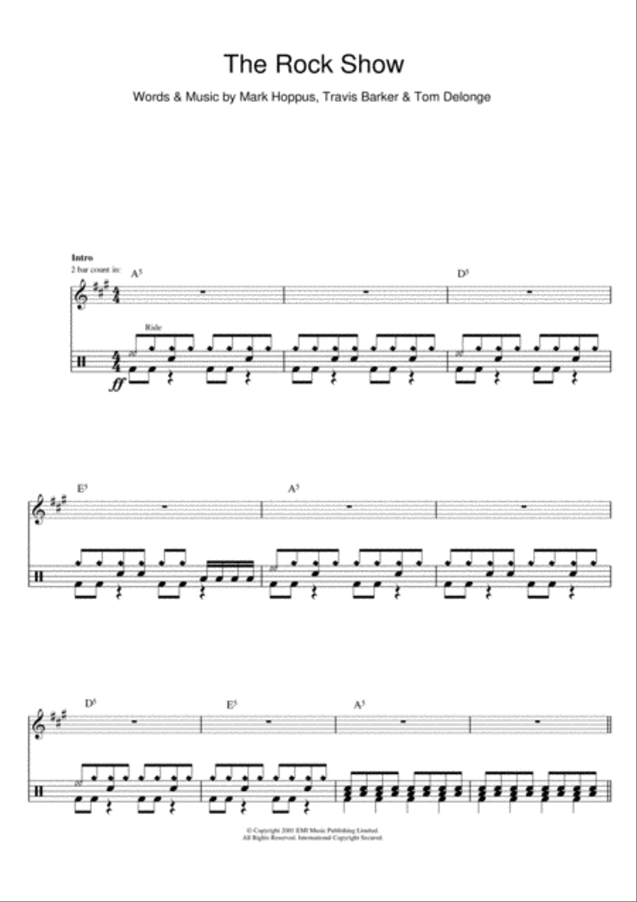 The Rock Show Drums scores gallery preview page 1