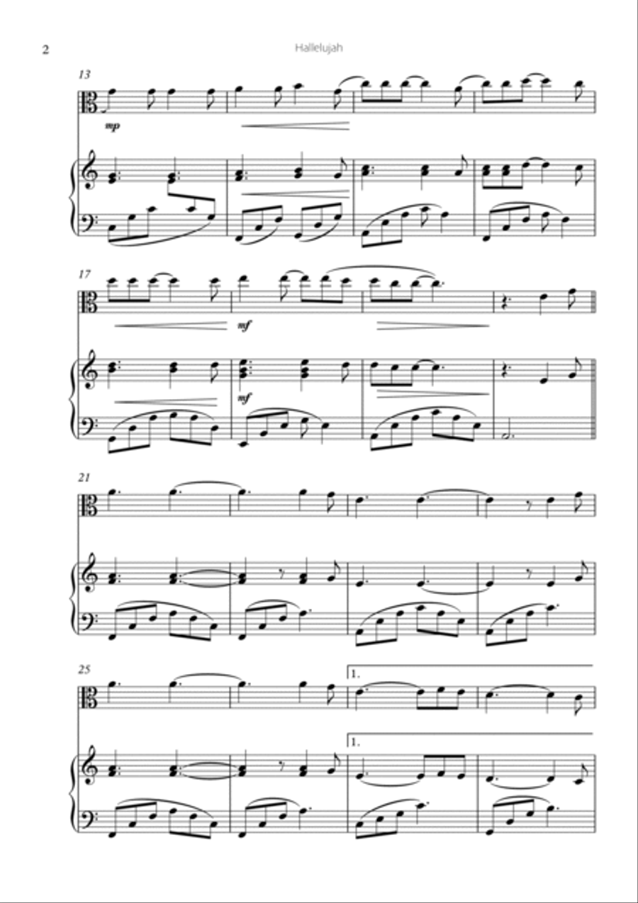Hallelujah Hallelujah Viola scores gallery preview page 2