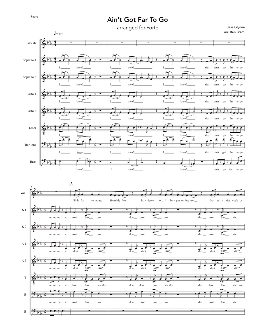 Ain't Got Far To Go 4-Part scores gallery preview page 1