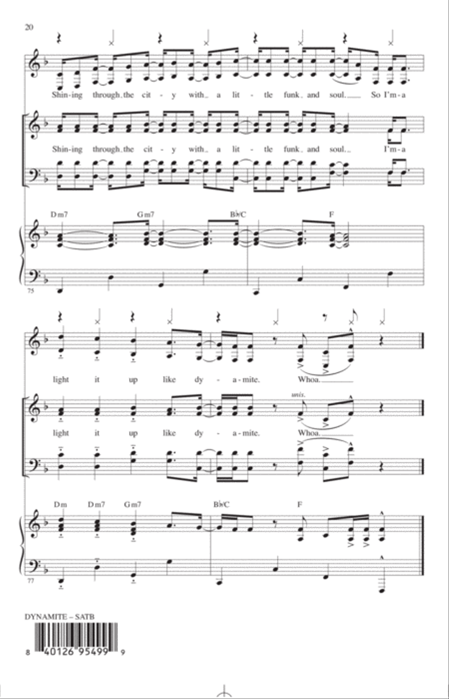 Dynamite (arr. Roger Emerson) 4-Part scores gallery preview page 19