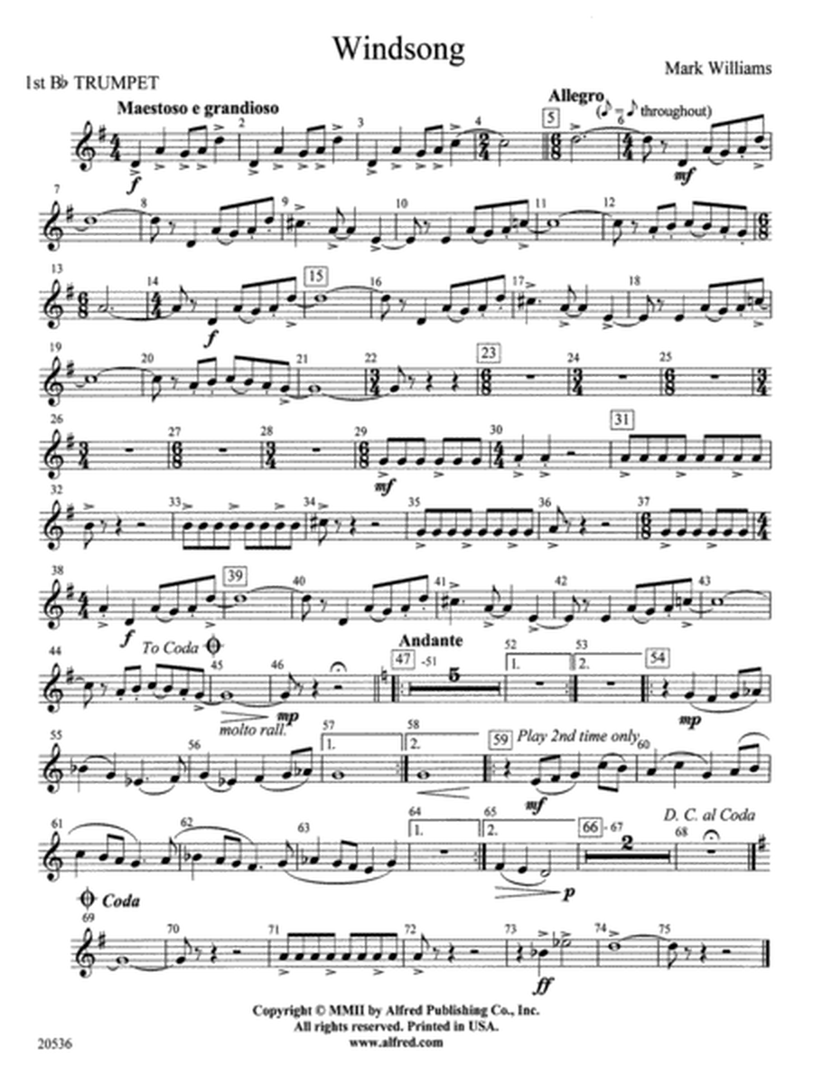Windsong: 1st B-flat Trumpet