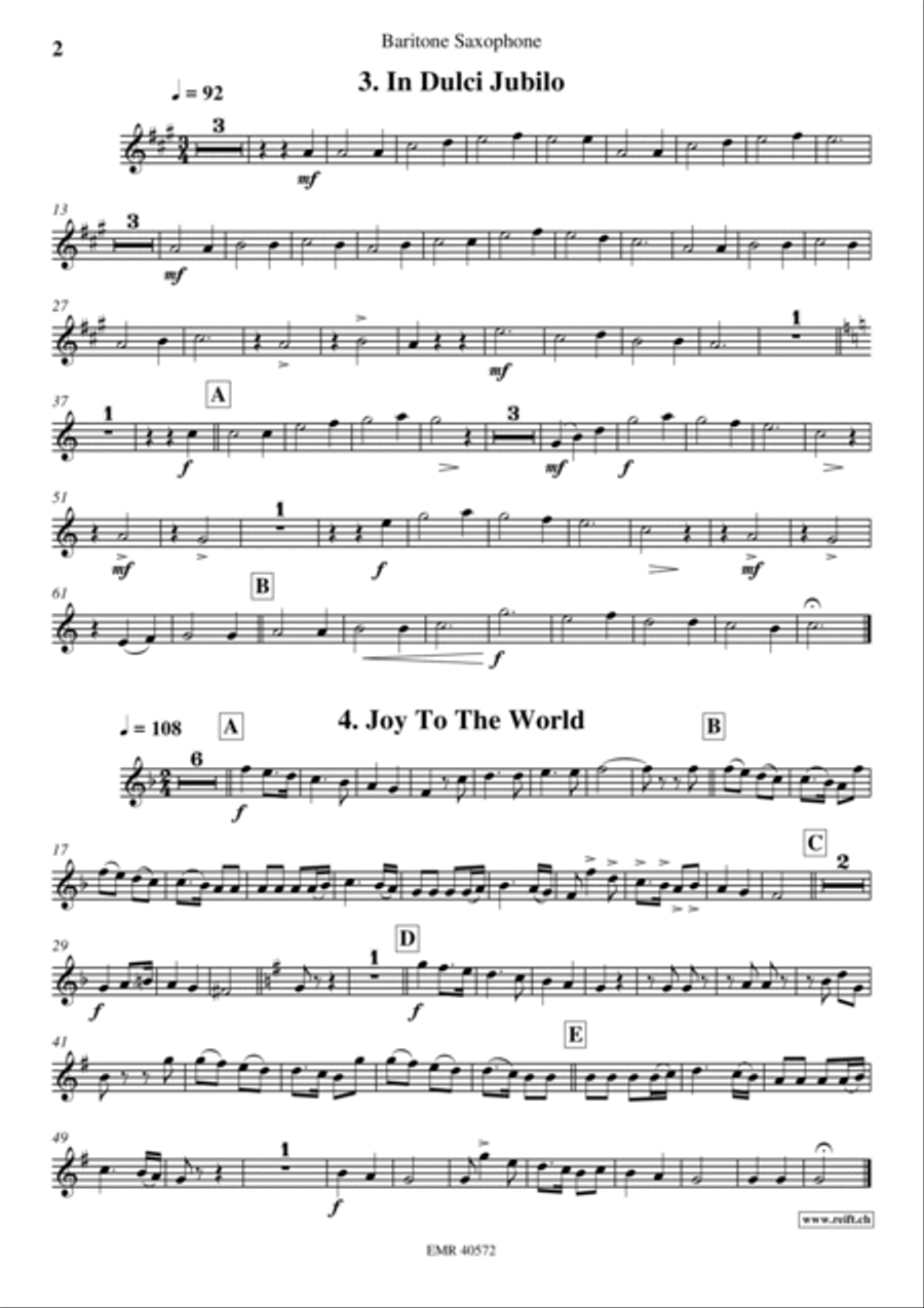 18 Christmas Songs Baritone Saxophone scores gallery preview page 3