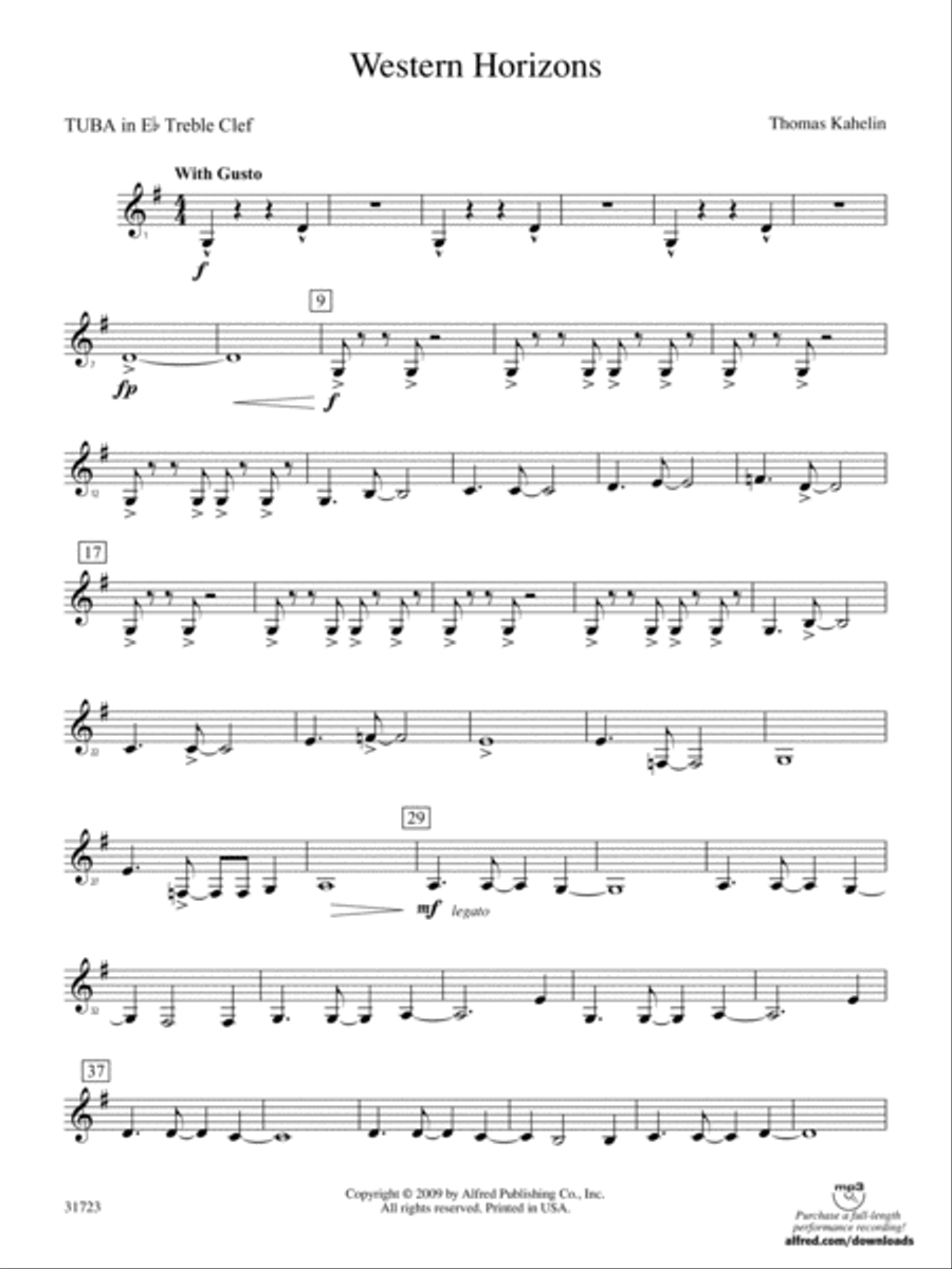 Western Horizons: (World Part) E-flat Tuba T.C. Concert Band scores gallery preview page 1