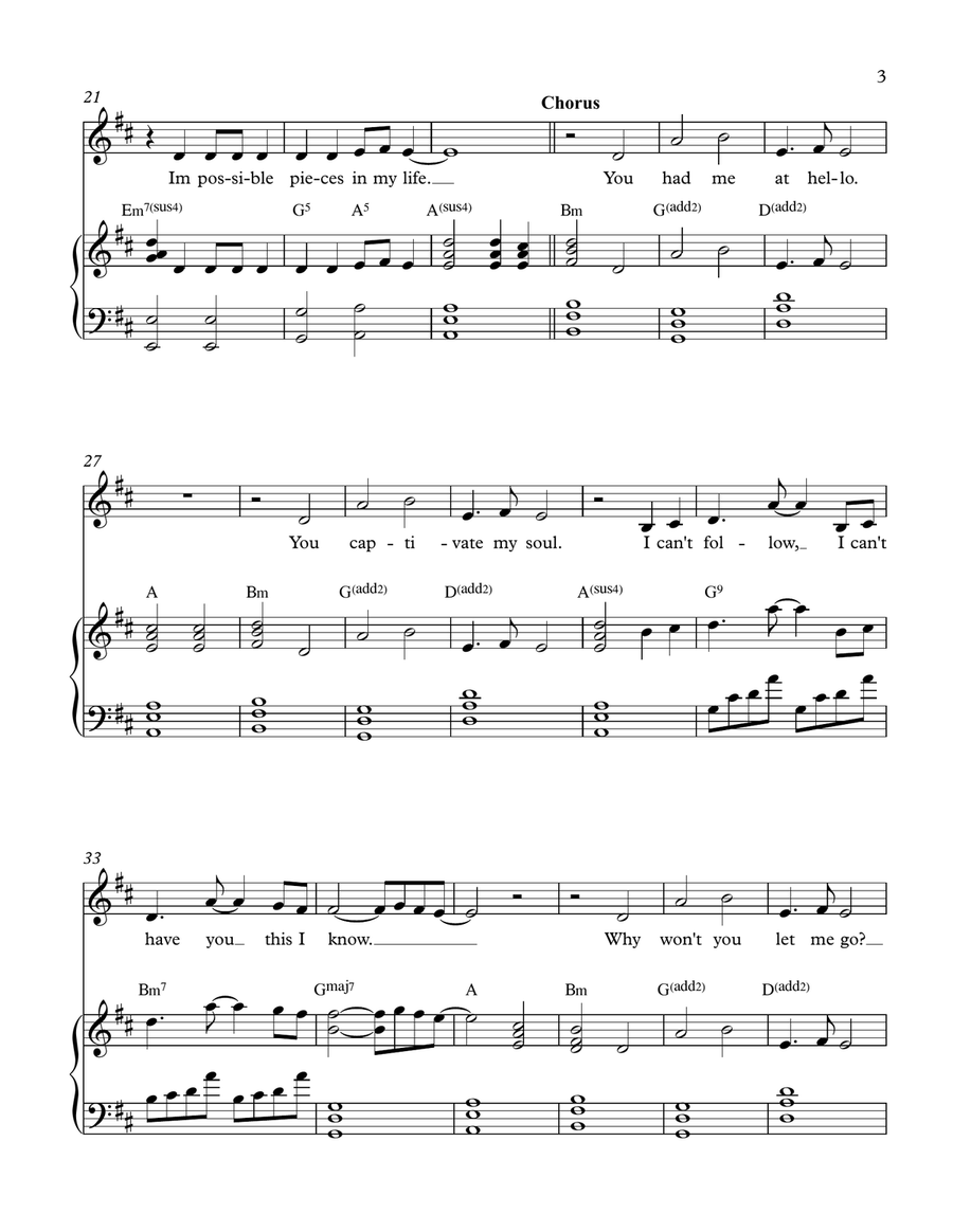 You Had Me at Hello Piano, Vocal scores gallery preview page 3