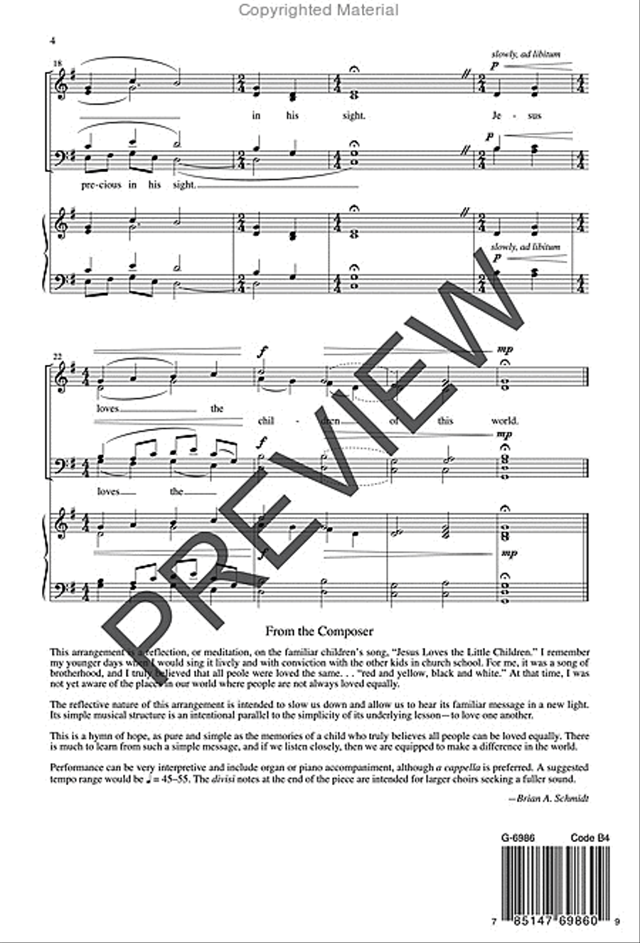 Jesus Loves the Little Children 4-Part scores gallery preview page 4