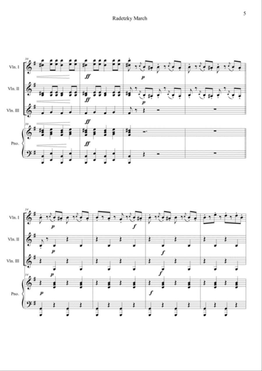 Radetzky March in G Piano Quartet scores gallery preview page 5
