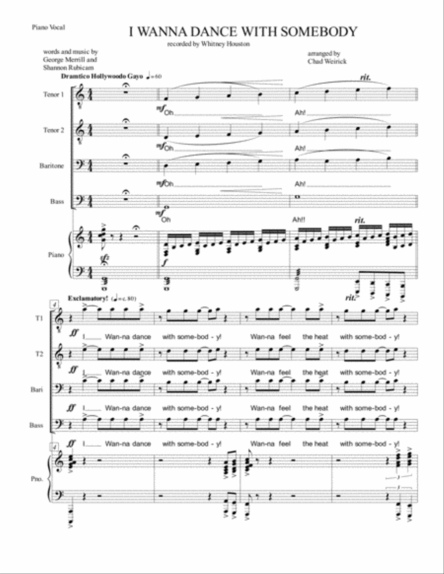 I Wanna Dance With Somebody TTBB scores gallery preview page 1