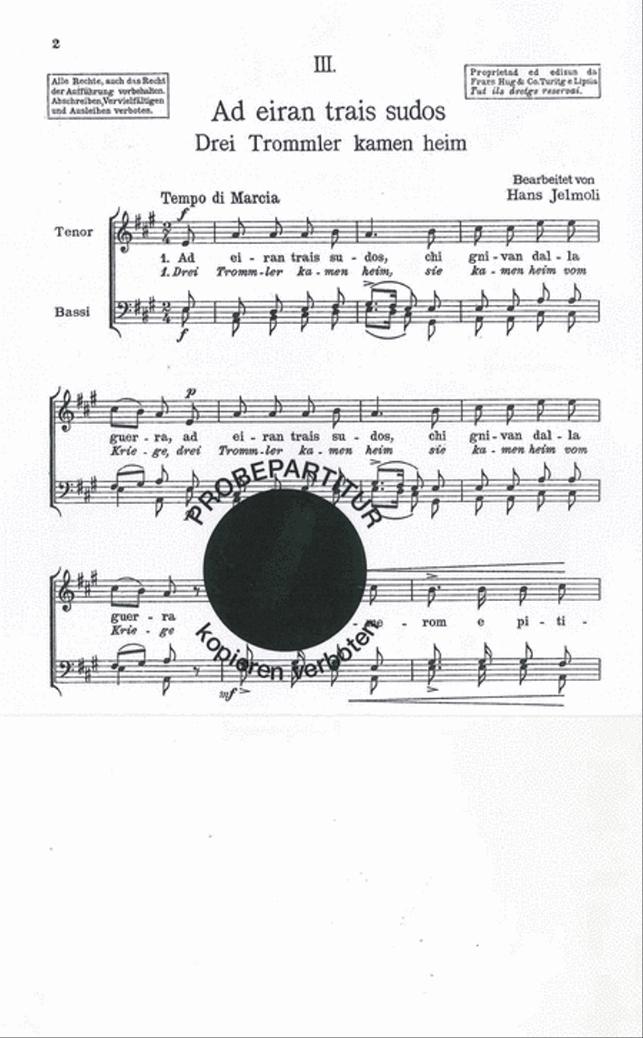 Ad eiran trais sudos Men's Choir scores gallery preview page 1