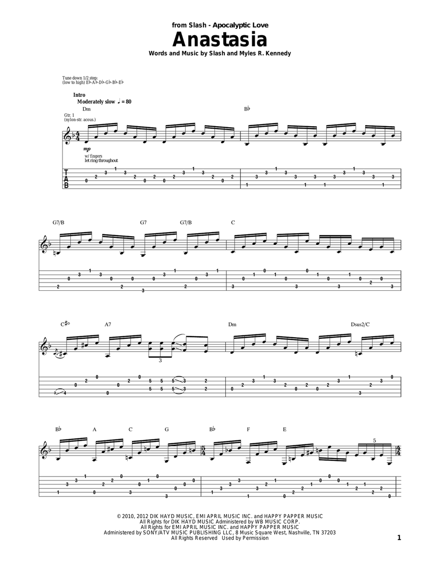 Anastasia Acoustic Guitar scores gallery preview page 1