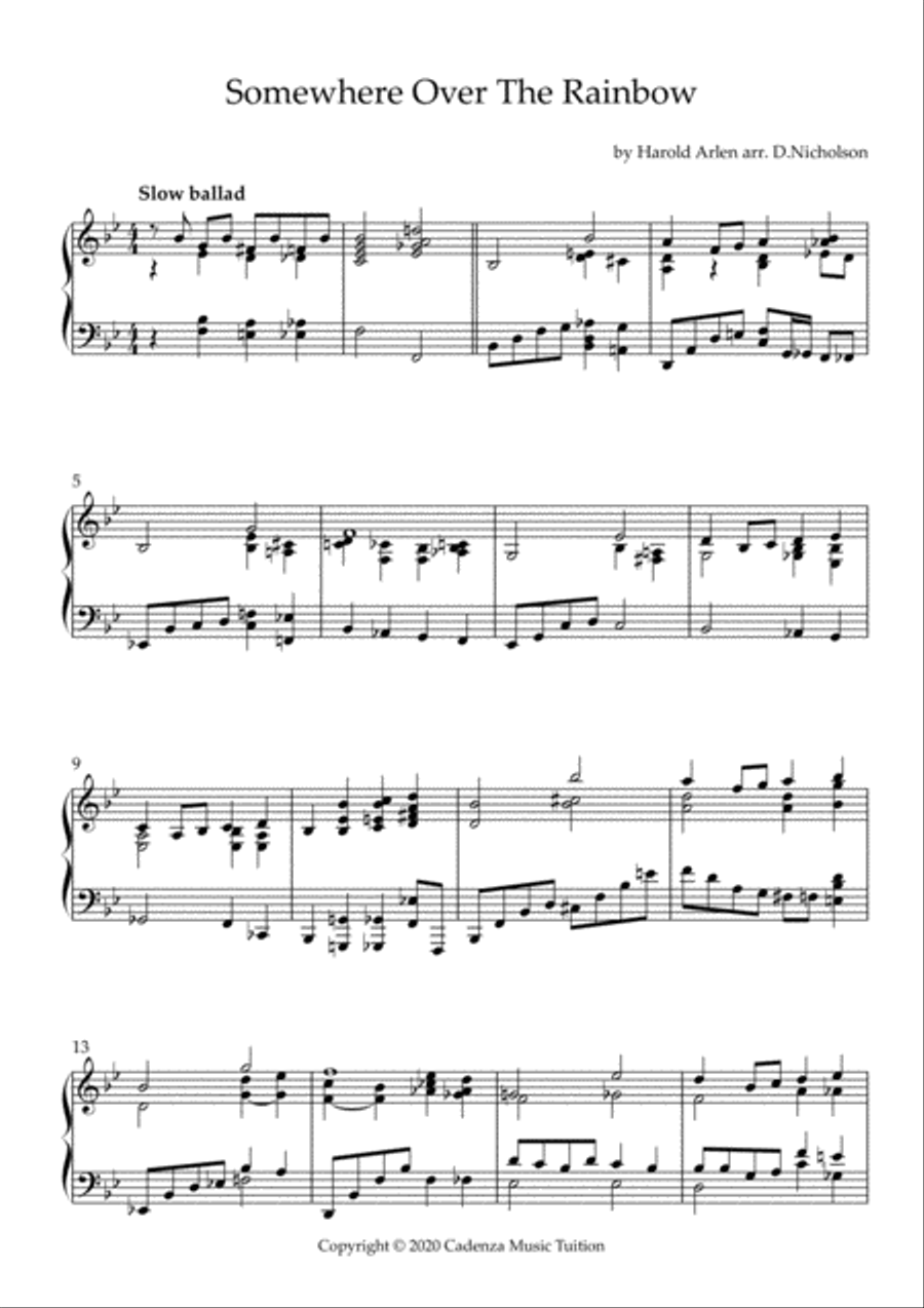 Over The Rainbow Over The Rainbow Piano Solo scores gallery preview page 1