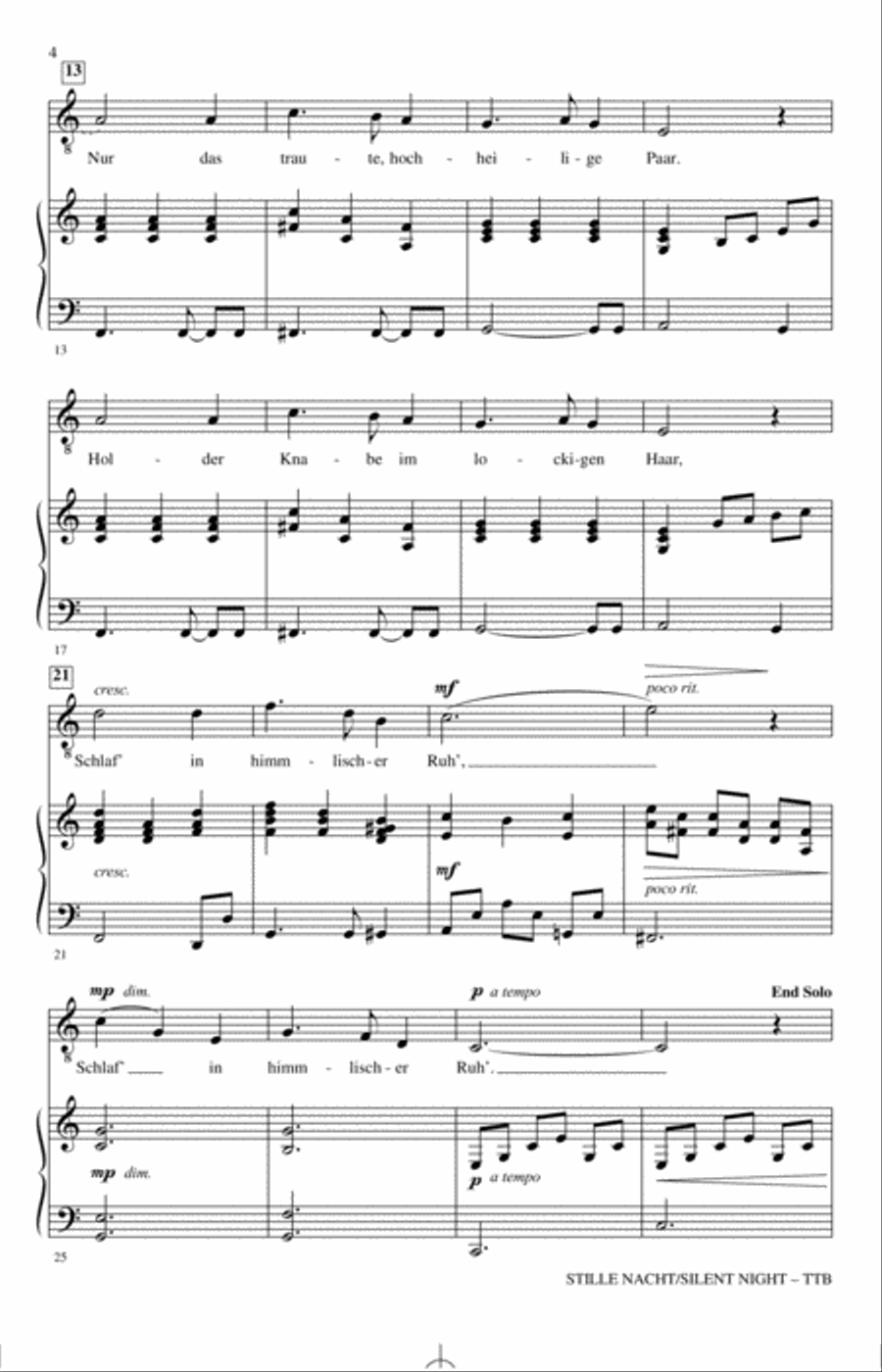 Stille Nacht/Silent Night (With American Sign Language) TTBB scores gallery preview page 2