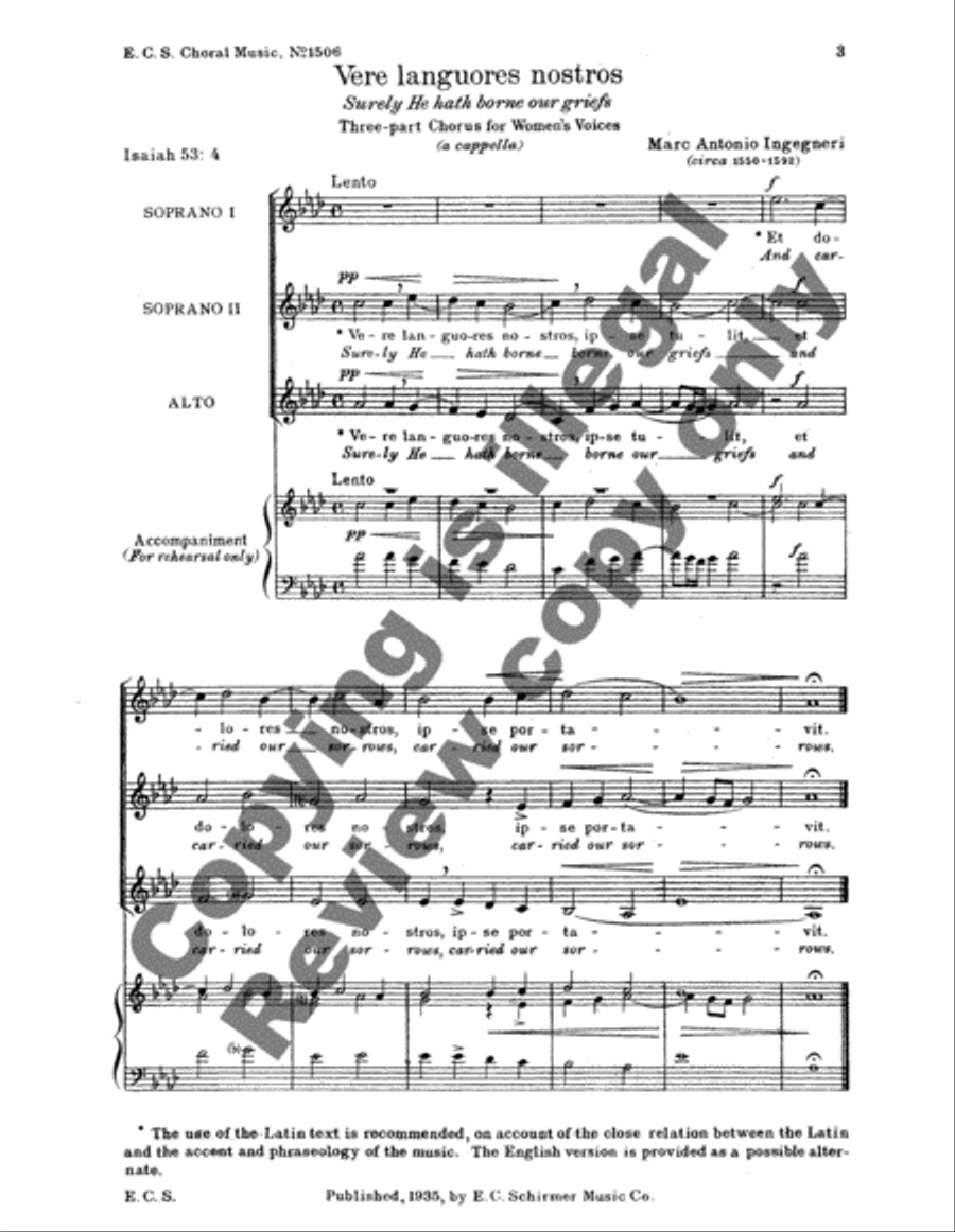 Vere languores nostros (Surely He hath borne our griefs) SSA scores gallery preview page 3