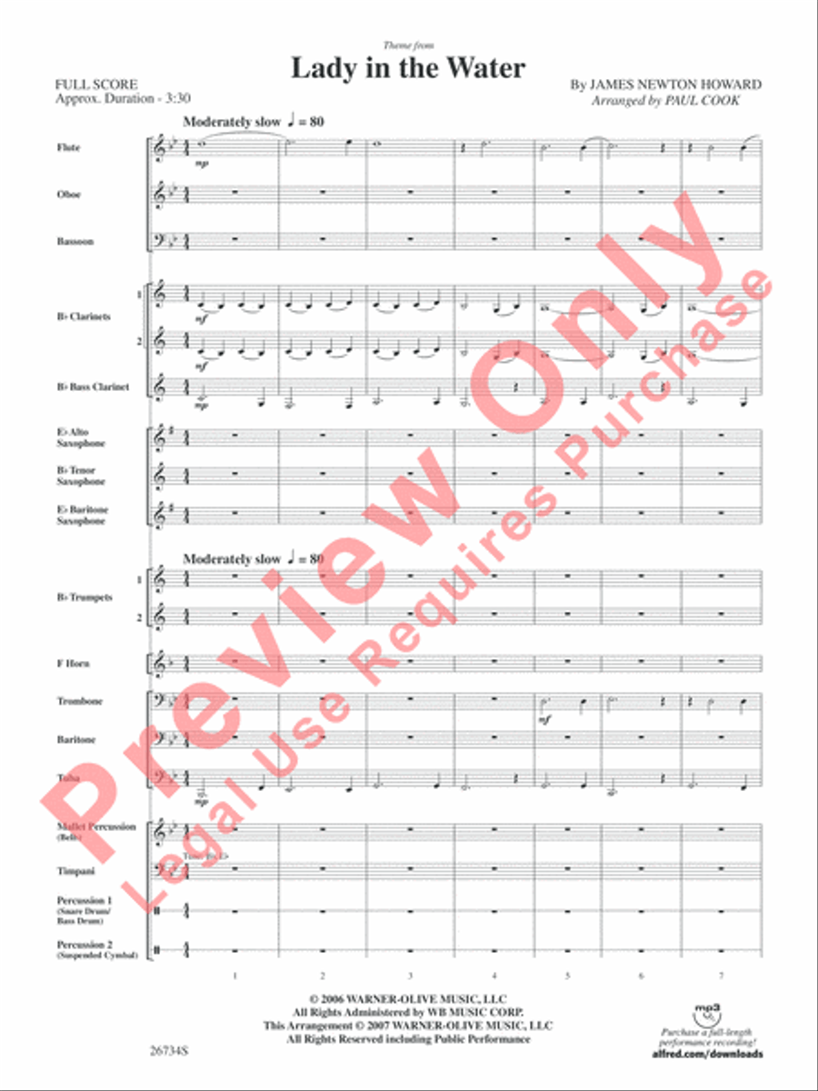 Lady in the Water Concert Band scores gallery preview page 4