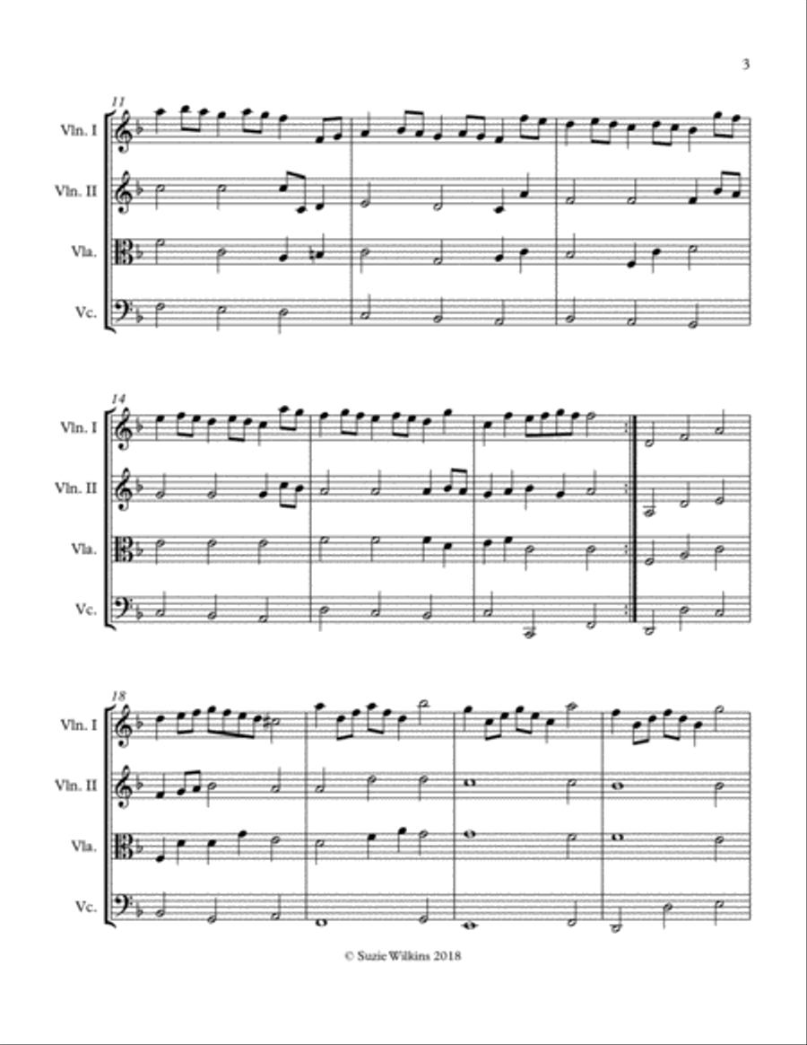 Rondeau from Abdelazer for String Quartet String Quartet scores gallery preview page 3