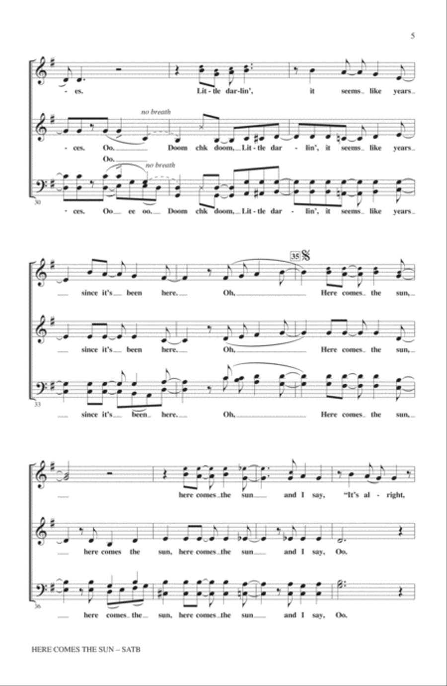 Here Comes The Sun (arr. Kirby Shaw) 4-Part scores gallery preview page 4