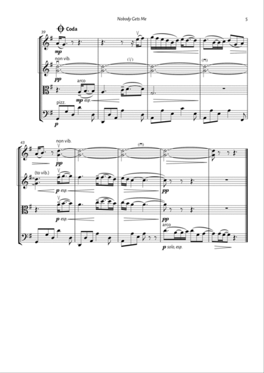 Nobody Gets Me String Quartet scores gallery preview page 5