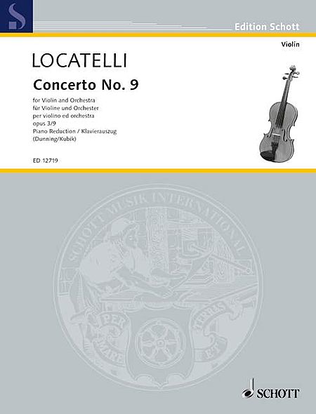 Book cover for Concerto No. 9 in G Major, Op. 3