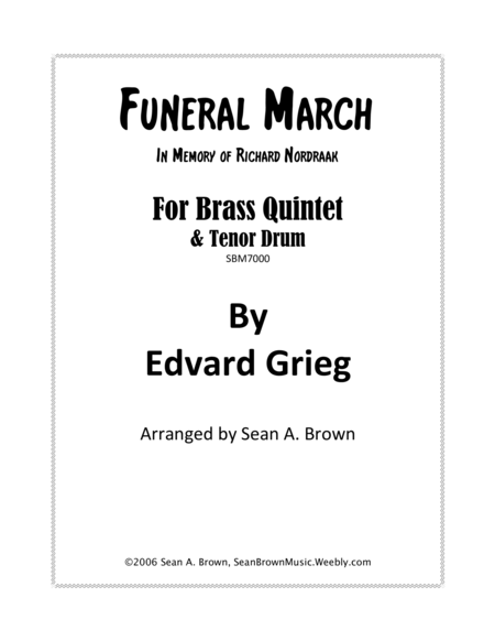 Funeral March in Memory of Richard Nordraak, Arr. for Brass Quintet image number null