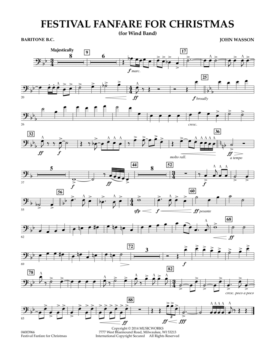 Festival Fanfare for Christmas (for Wind Band) - Baritone B.C. Concert Band scores gallery preview page 1