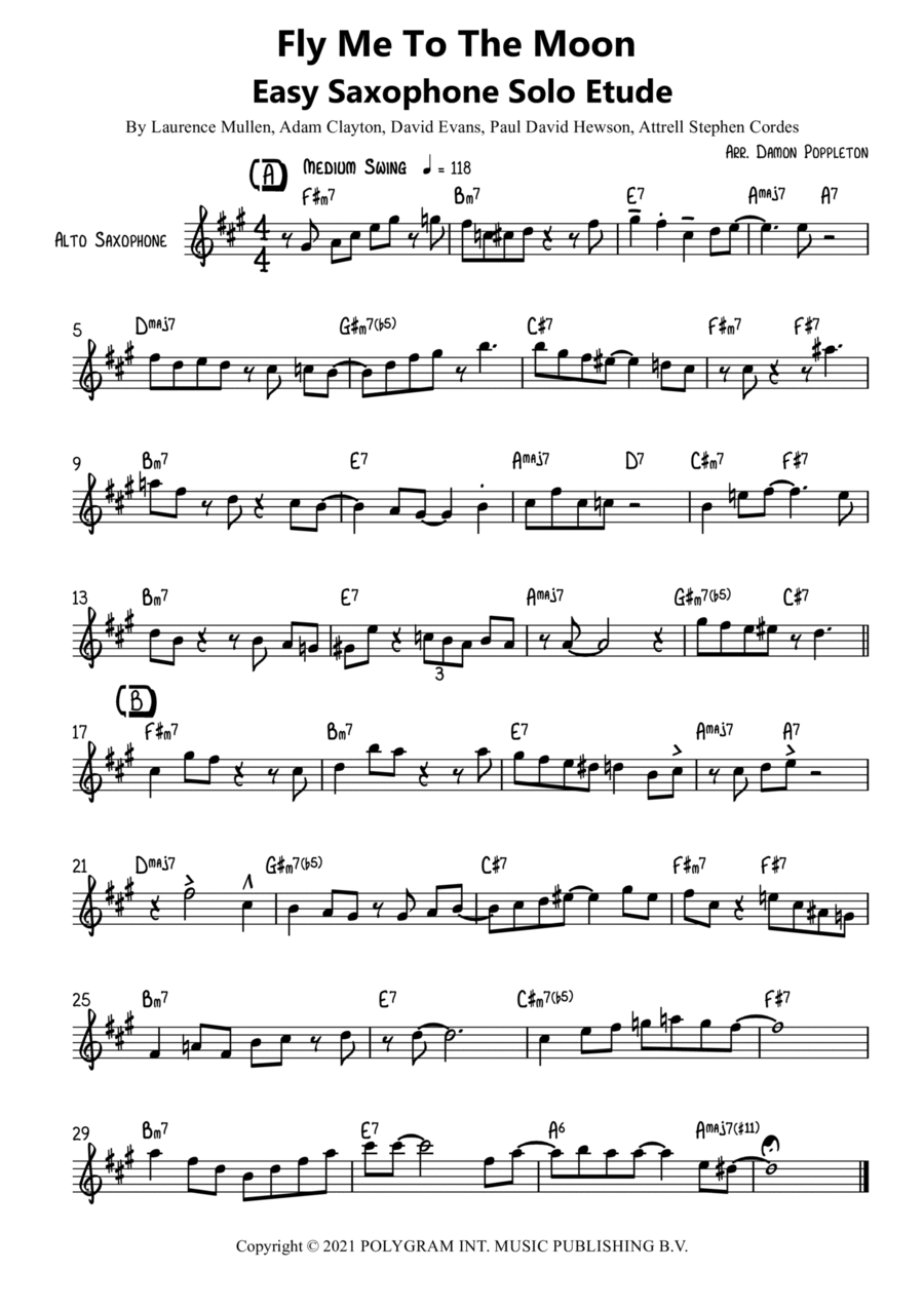 Fly Me To The Moon Alto Saxophone scores gallery preview page 1