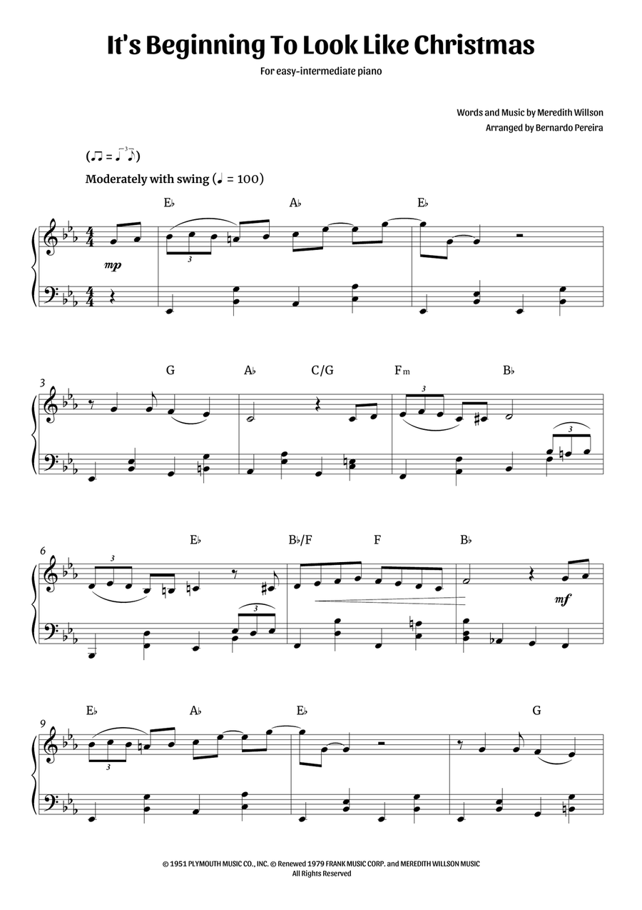 It's Beginning To Look Like Christmas Piano Solo scores gallery preview page 1
