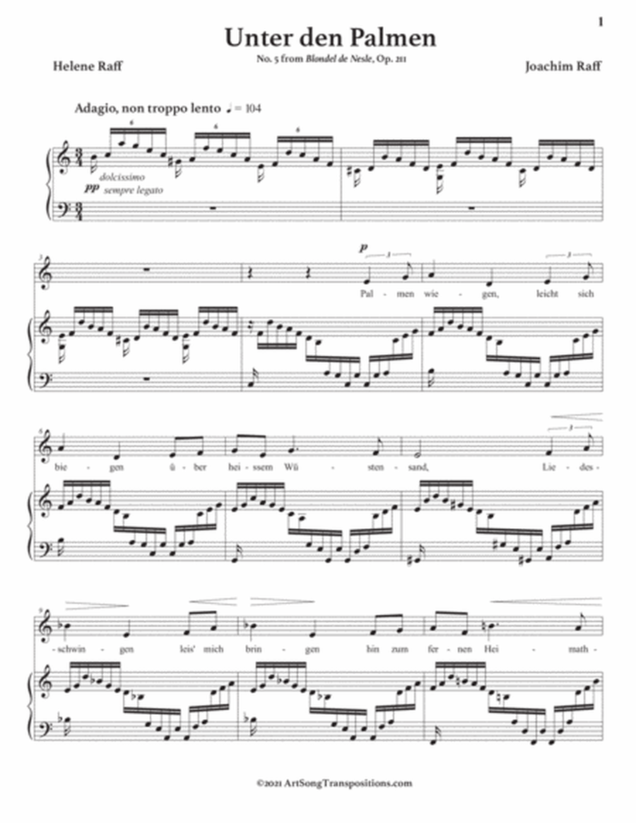 RAFF: Unter den Palmen, Op. 211 no. 5 (transposed to C major)