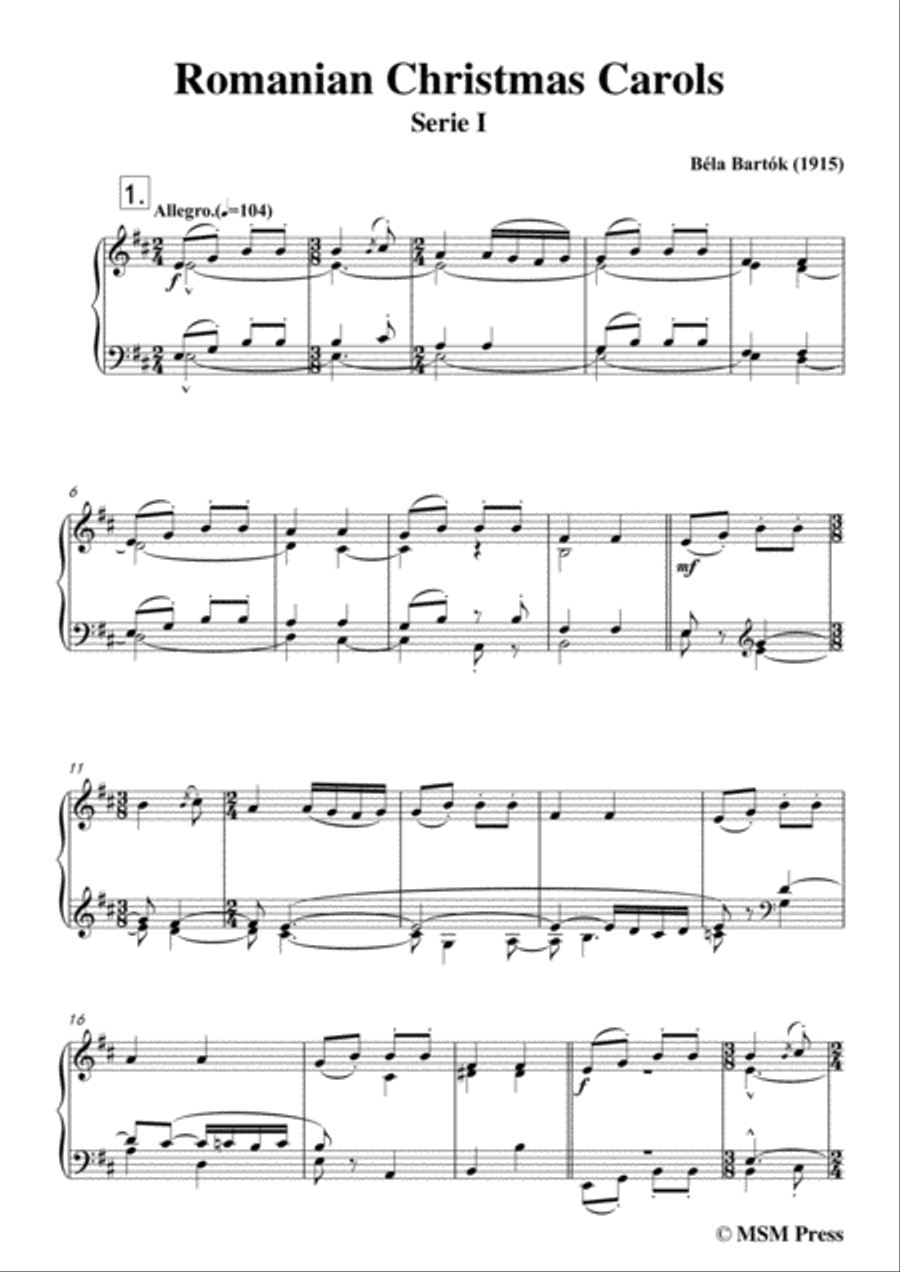 Bartók-Romanian Christmas Carols, Sz.57 Serie I,for Piano Piano Solo scores gallery preview page 3
