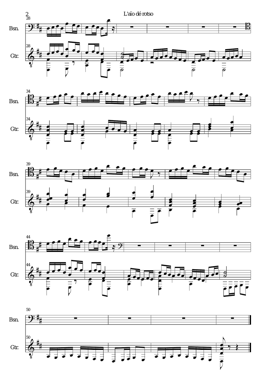 L'aio de rotso (spring water) for bassoon & guitar Bassoon scores gallery preview page 2