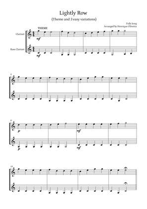 Lightly Row (Theme with 3 Easy Variations) - For Clarinet and Bass Clarinet