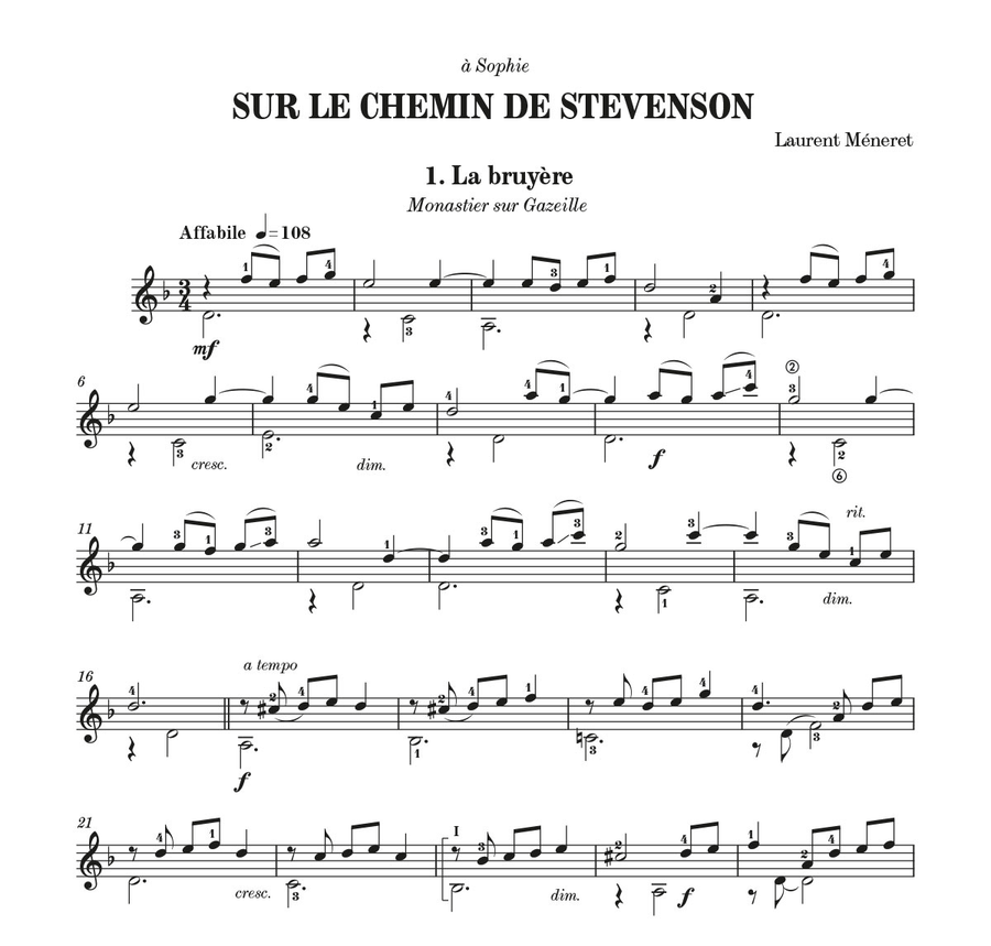 Sur le chemin de Stevenson Classical Guitar scores gallery preview page 2