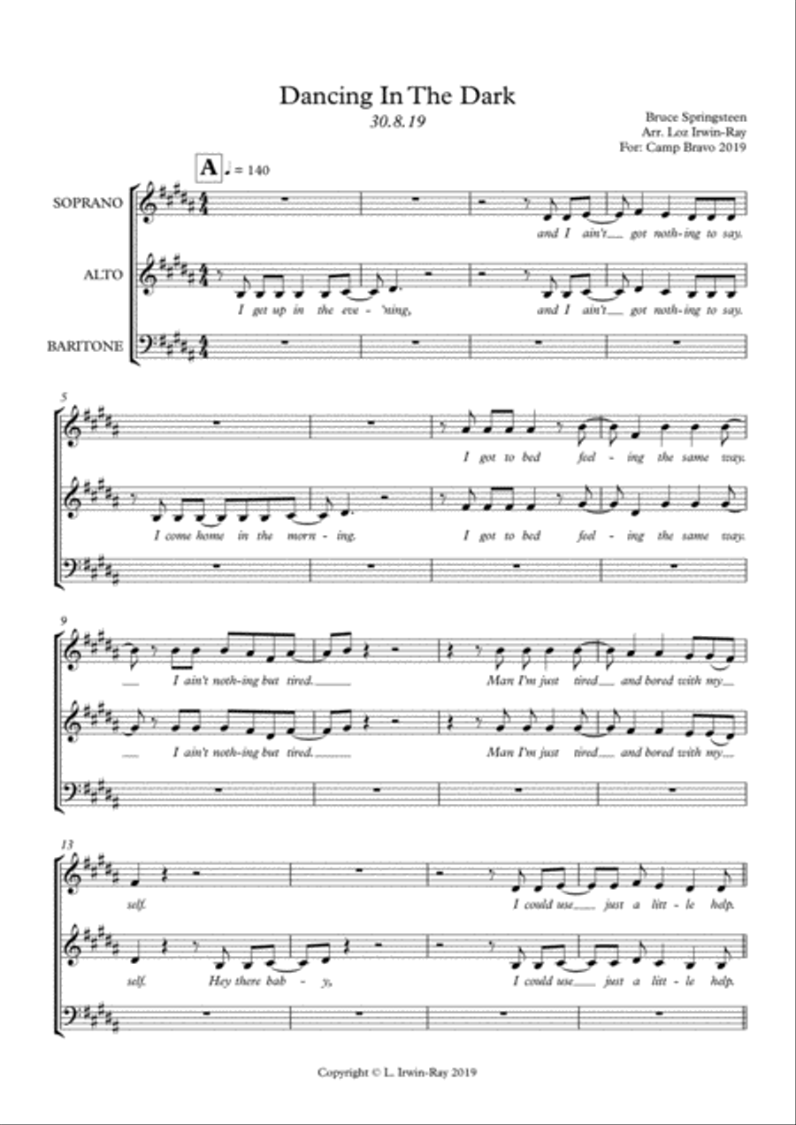 Dancing In The Dark 3-Part scores gallery preview page 1