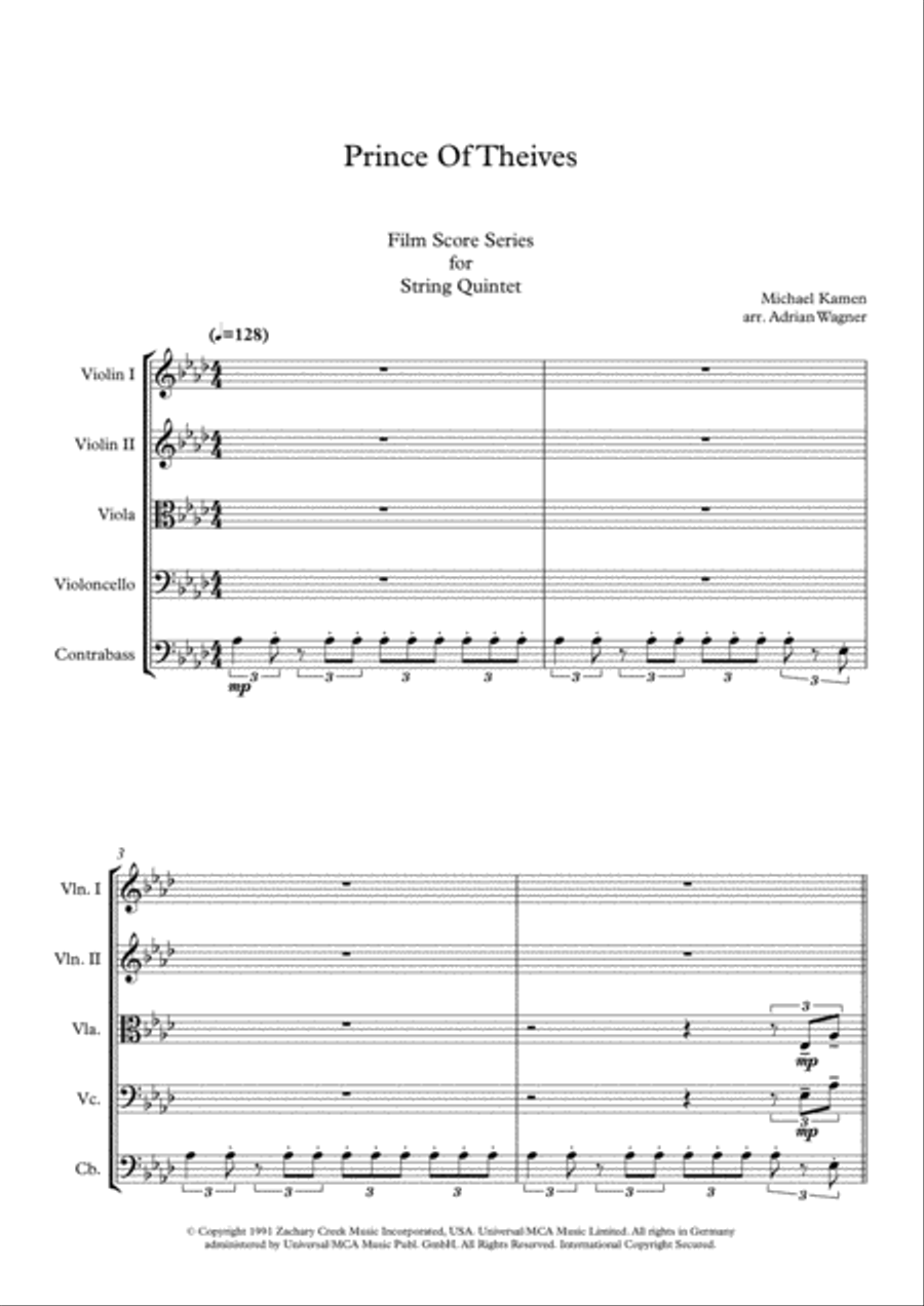 Main Title-prince Of Thieves String Quintet scores gallery preview page 3