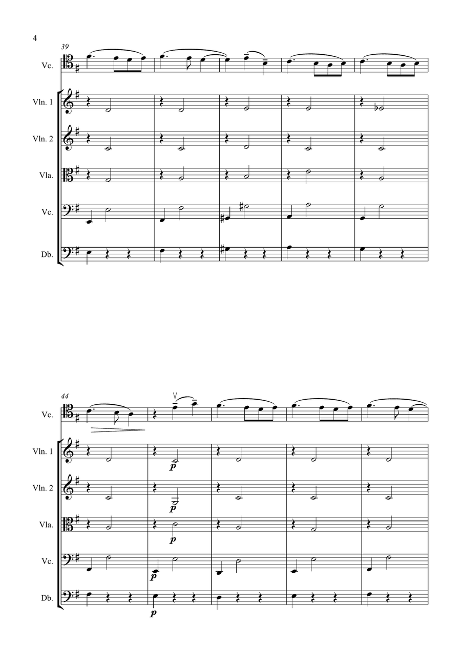Tchaikovsky Valse Sentimentale Op. 51 No. 6 for Cello and String Orchestra String Orchestra scores gallery preview page 5