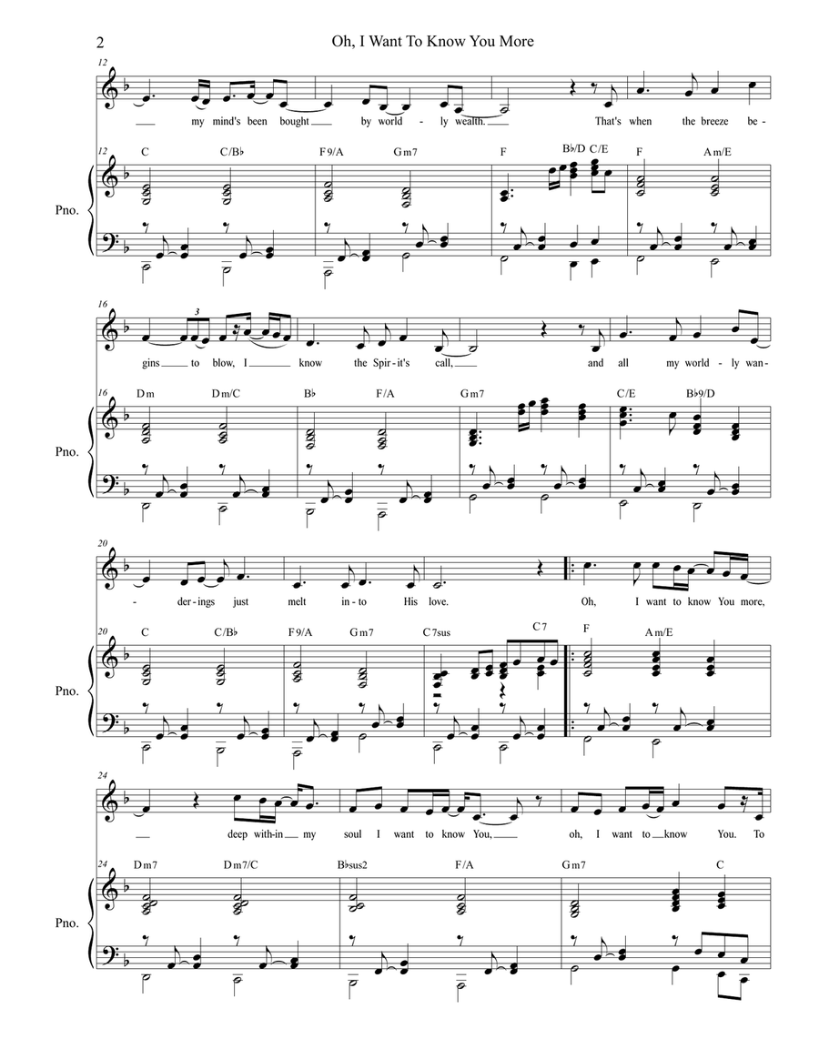 Oh, I Want To Know You More Medium Voice scores gallery preview page 2