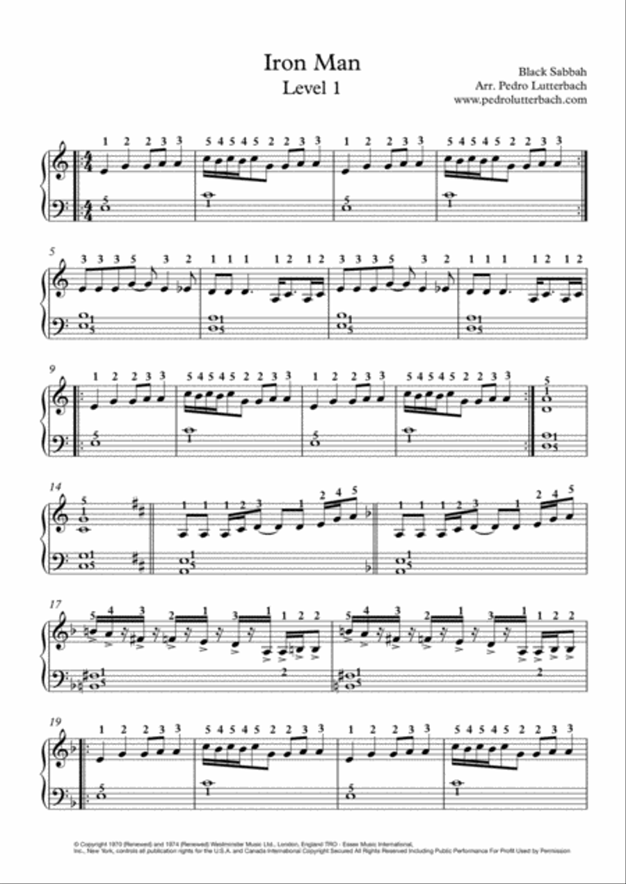 Iron Man Iron Man Easy Piano scores gallery preview page 1