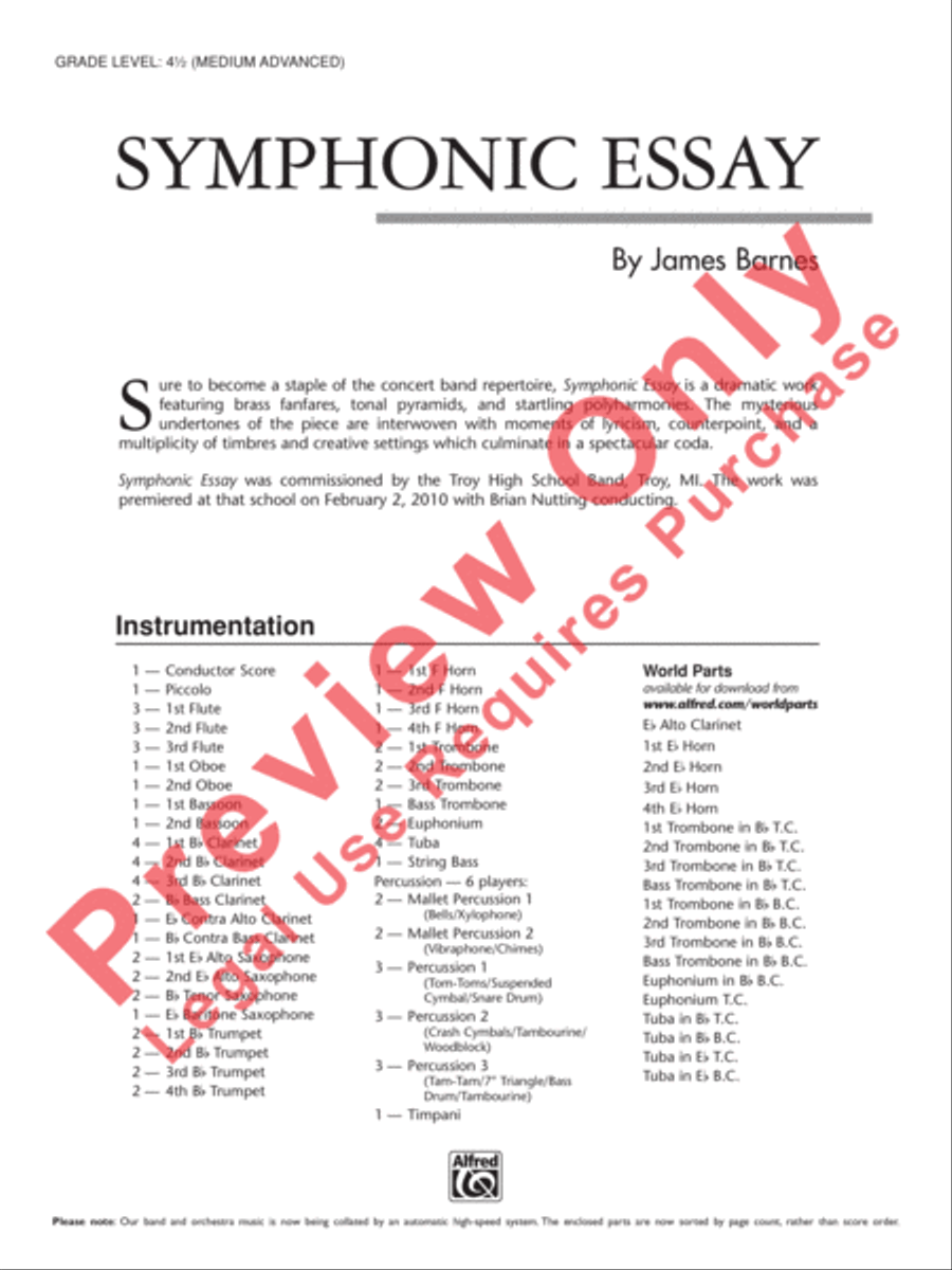 Symphonic Essay Concert Band scores gallery preview page 2