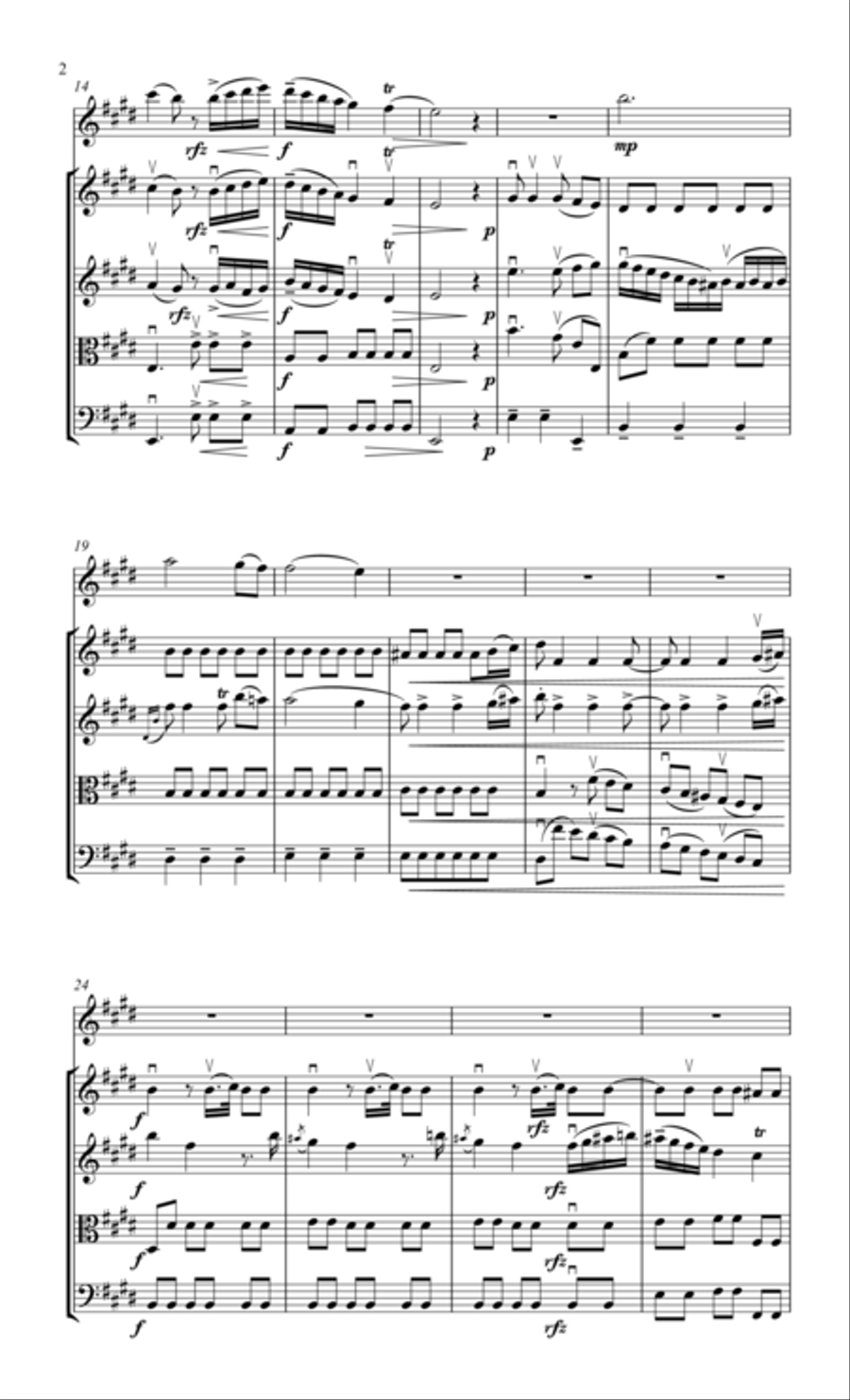 Quintet for flute & string quartet Chamber Orchestra scores gallery preview page 3