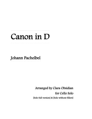 Canon in D (arr for Cello Solo)