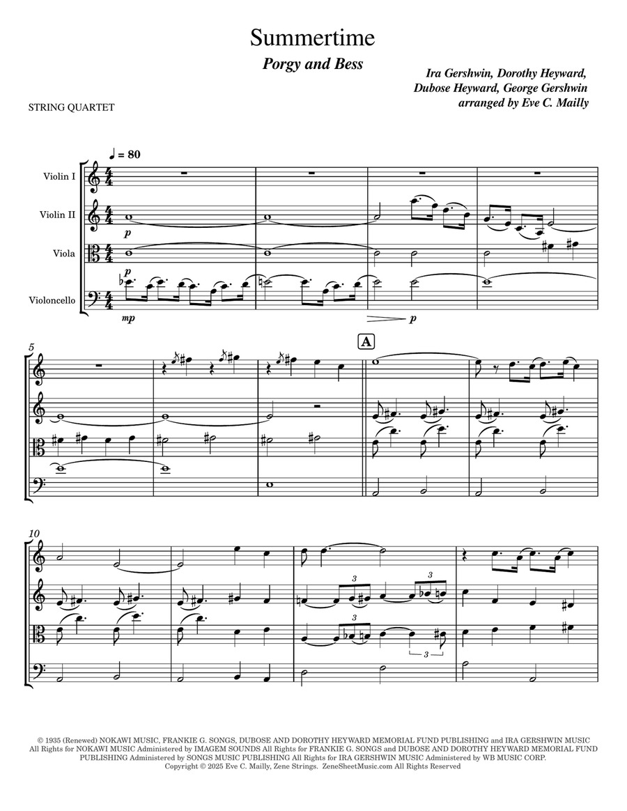 Summertime String Quartet scores gallery preview page 1