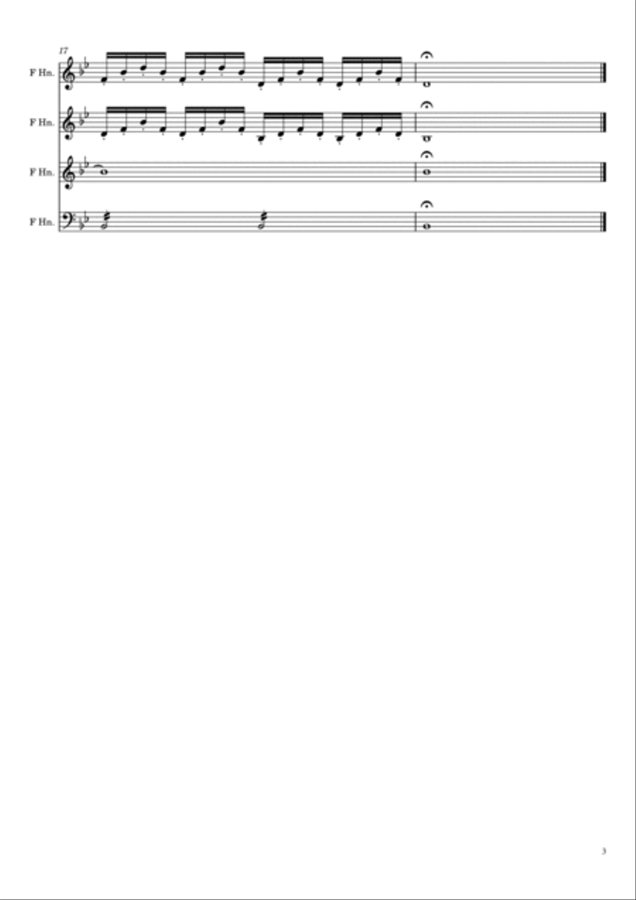 Antonio Vivaldi's Four Seasons, Winter, 2nd Movement (Largo) for Horn Quartet French Horn Quartet scores gallery preview page 3