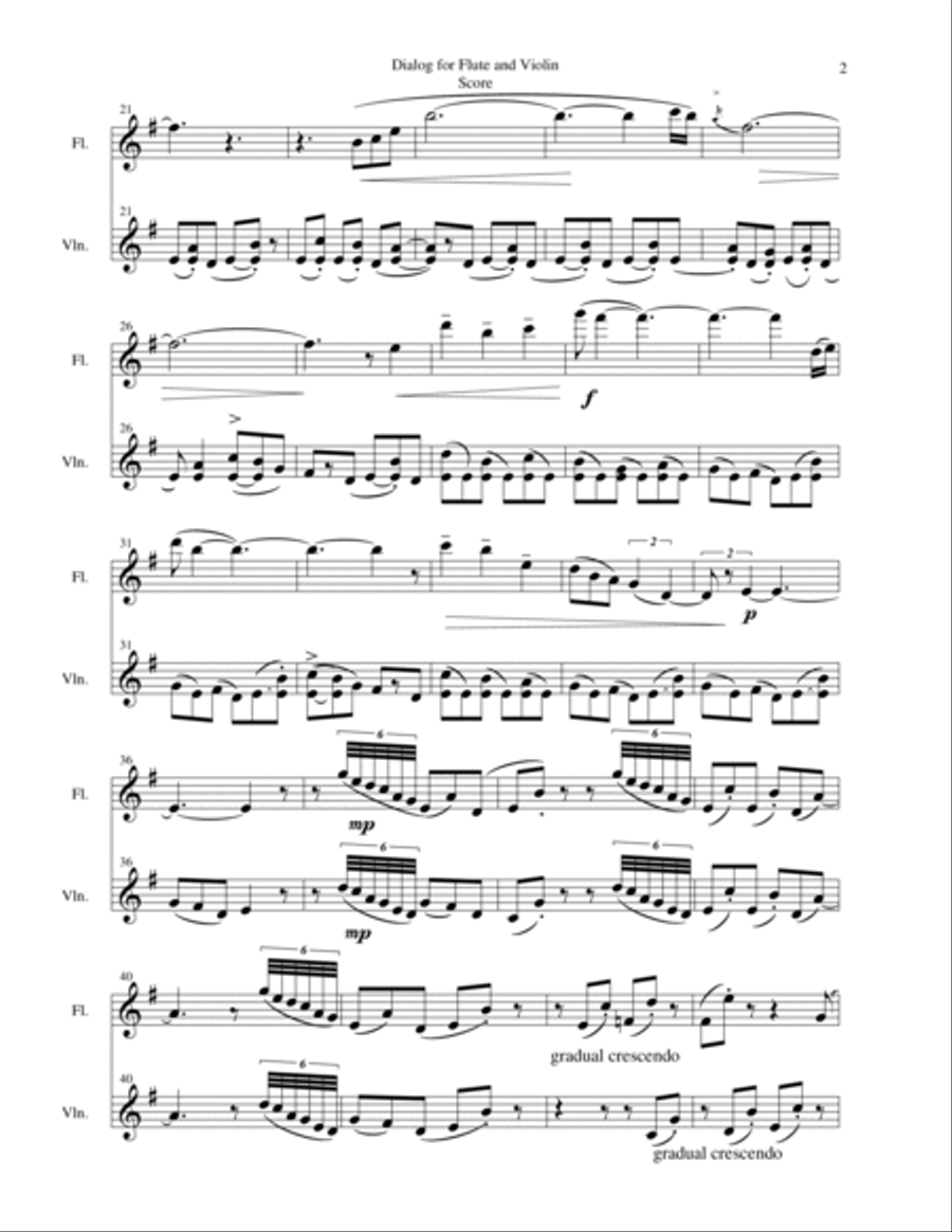 Dialog for Flute and Violin Flute scores gallery preview page 2
